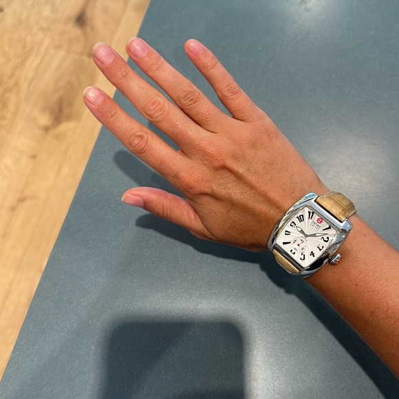 Michele Silver Case Watch with Tan Leather Strap - Picture 3 of 4